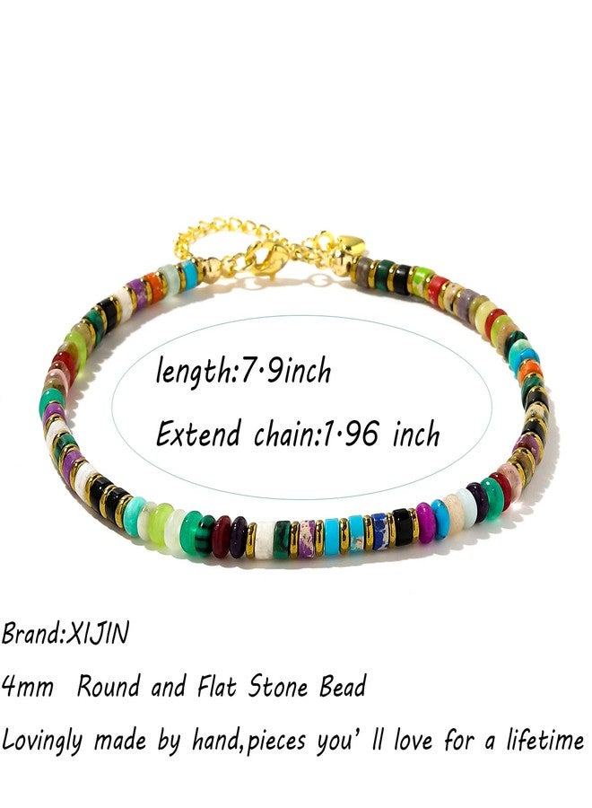 XIJIN Natural Stone Beaded Anklets for Women Handmade Beach Boho Turquoise Beads Ankle Bracelet Jewelry Gift for Her - Image 5